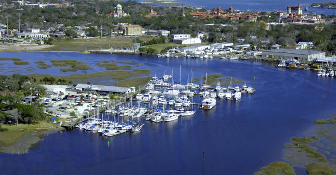River's Edge Marina with St. Augustine in background
